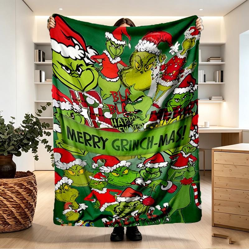 The Grinch Print Blanket - Soft & Comfortable, for Bedroom, Travel, Sofa, Home Decoration - Birthday Christmas Gift for Friend