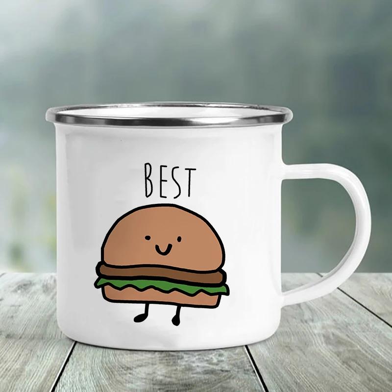 Лучший друг Печать Креативный Ретро Чай Сок Молоко Эмалированная Чашка Кофейная Кружка Вино Напитки Чашки Кемпинг Подогреваемая Посуда Для Питья Кружки Лучшие Подарки