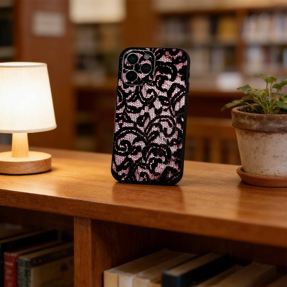 Винтажный кружевной чехол для телефона для iPhone 17, 16, 15, 14, 13, 12, 11 Plus, Pro Max, Другие Мягкий черный чехол