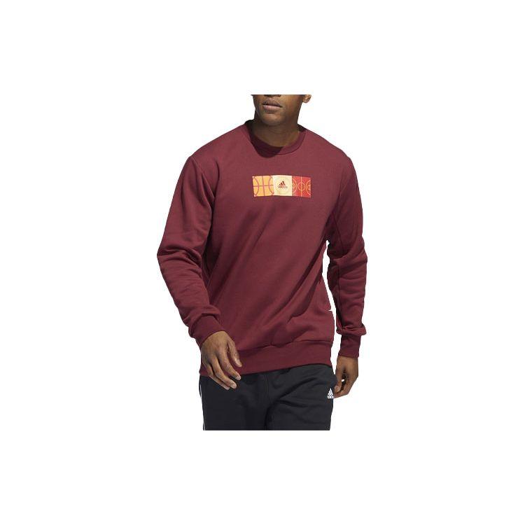 adidas Men's Mic Gfx Crew Basketball Fleece Pullover Red HP1024