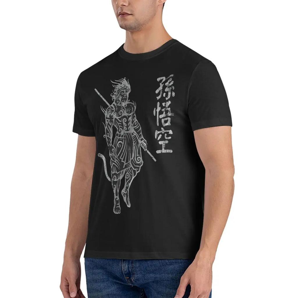 2024 Самая популярная мужская футболка для игры, черная футболка Myth WuKong Cool Tees, футболки с коротким рукавом и круглым вырезом, чистый хлопок, идея для подарка, одежда