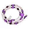 Natural Amethyst Moonstone Garnet Gemstone Smooth Beads Necklace 17" UB-4416 UB-4416