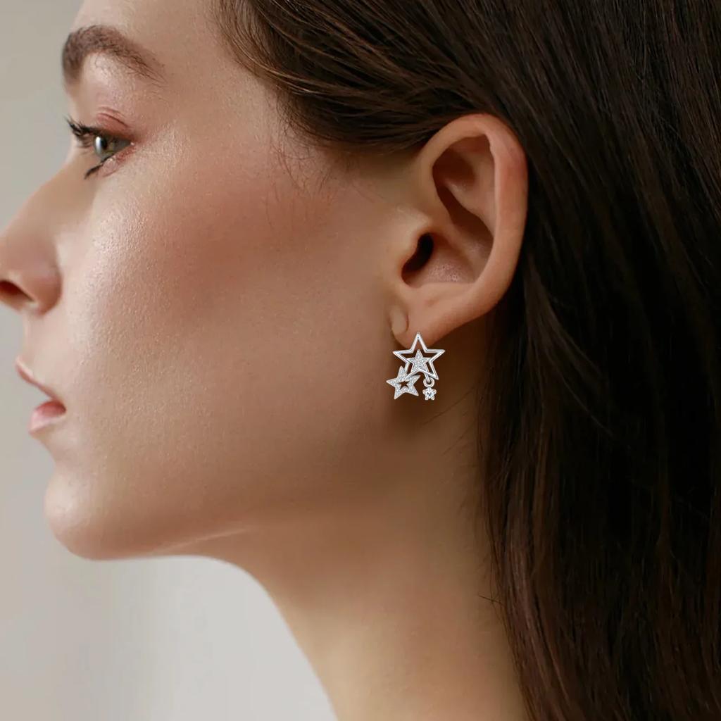Серьги из серебра 925 пробы 'Золотое Солнце', нерегулярная геометрия, звездные серьги, свадебные украшения, серьги с цирконами для женщин