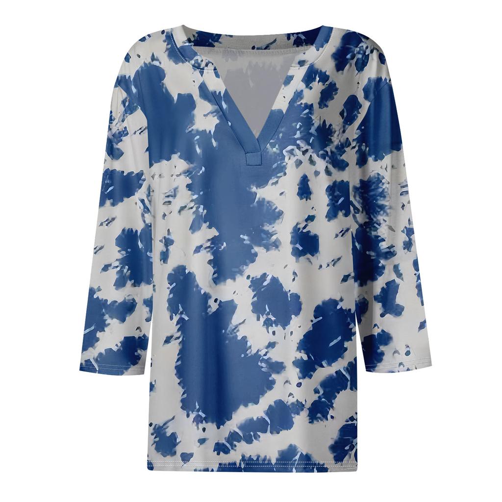 Women's T Shirt Tee Printed 3/4 Sleeve Daily Weekend Fashion Basic V Neck Regular Top