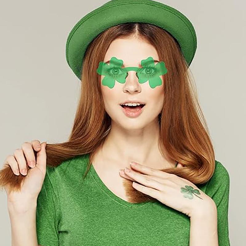 Солнцезащитные очки без оправы Four Leaf Clover Funny Fashion Green Festival Costumes Party Glasses Beach Sunglasses