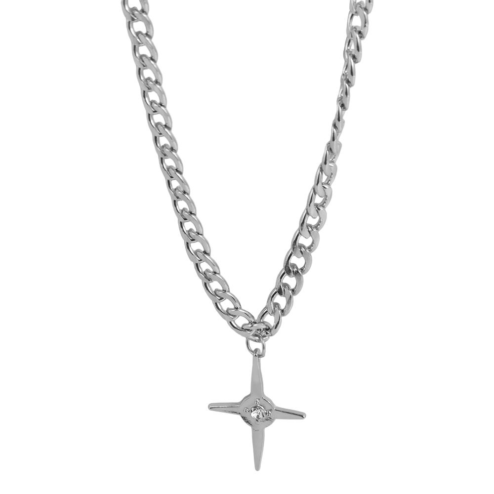 Simple Handsome Punk Fashion Hiphop Clavicle Chain Korean Style Necklace Man Necklace Cross Pendant