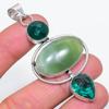 Natural Nephrite, Diopside 925 Sterling Silver Jewelry Pendant 2.84" S7D10