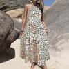 Women's Summer Halter Boho Digital Print Leopard Print Dress