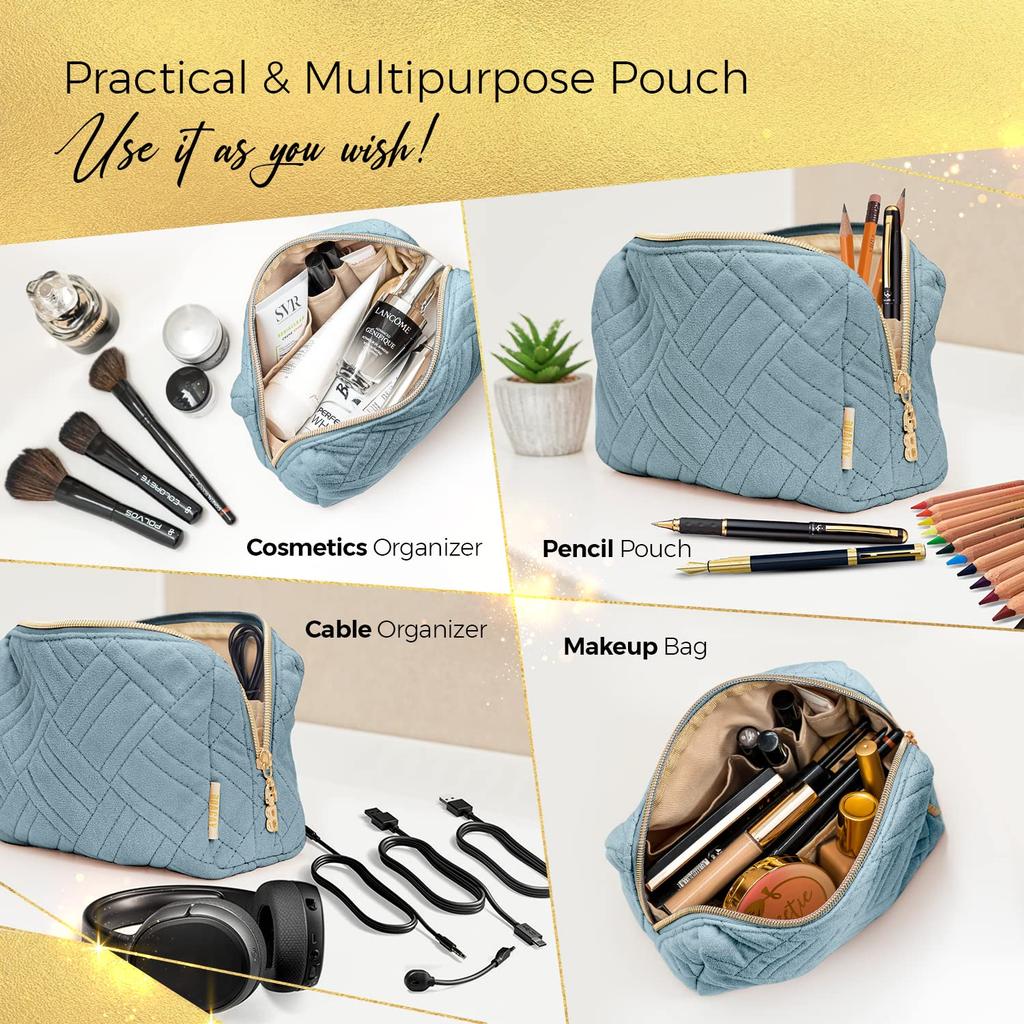 BOACAY Small Makeup Travel Cosmetic Pouch for Women and Zippered Toiletry Organizer for Cute Mini Case for Accessories and Brushes Bag, Kids, Purse,