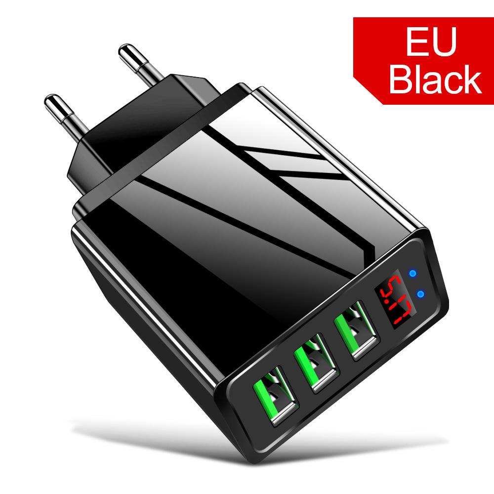 Многопортовое USB-зарядное устройство 5 В 3 А с цифровым дисплеем и вилками EU/US/UK