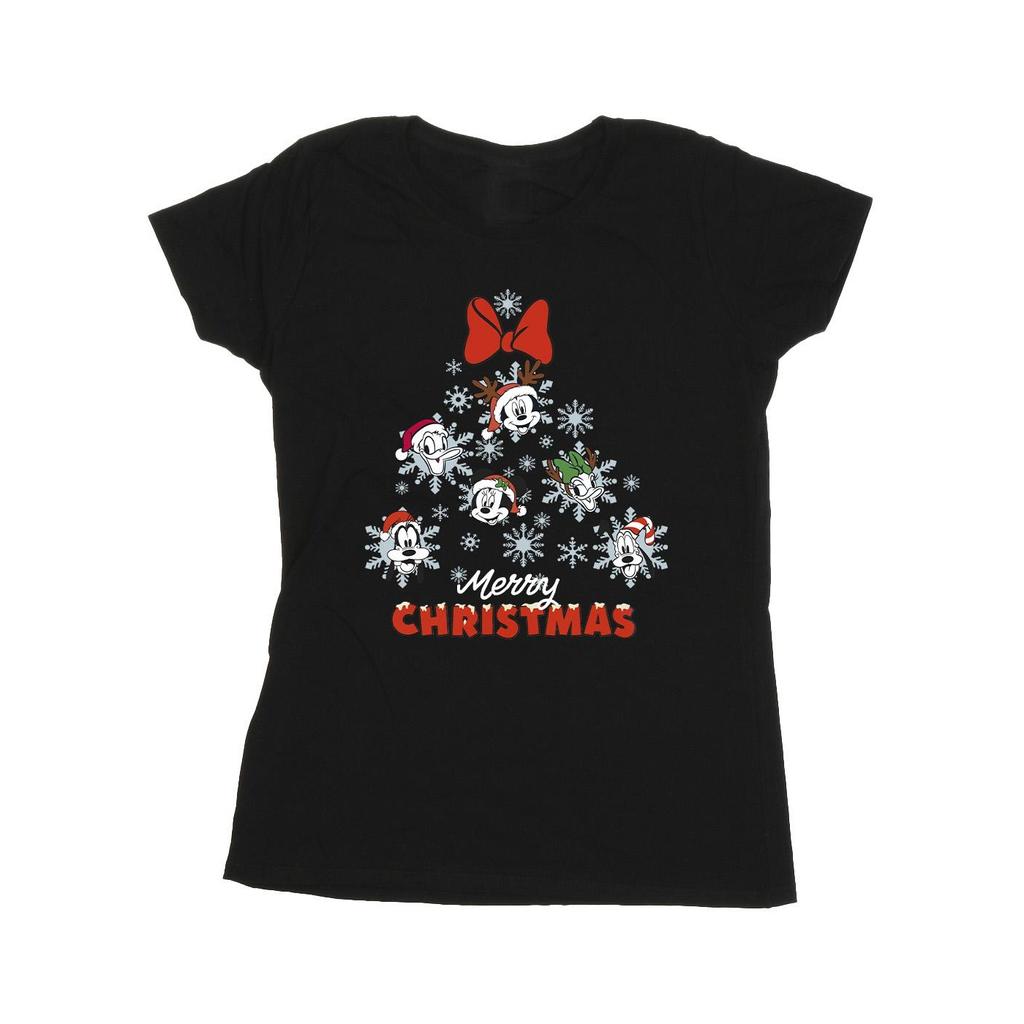 Disney Womens/Ladies Mickey Mouse And Friends Christmas Tree Cotton T-Shirt