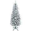 Snowy Artificial Christmas Tree 150cm with 317 Branches and Metal Stand, Green Christmas Tree for Indoor Living Room