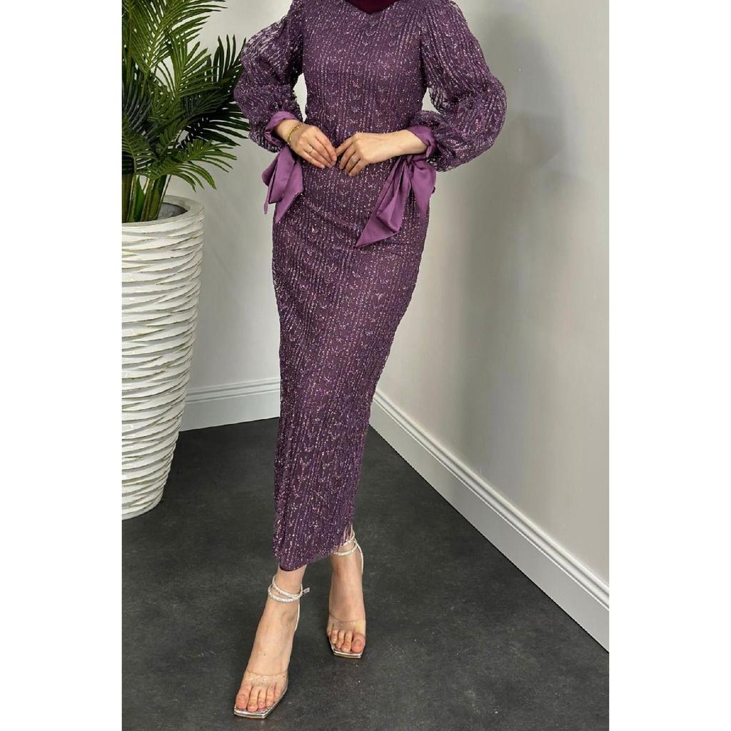 Вечернее платье-карандаш с блестками Didem, черное