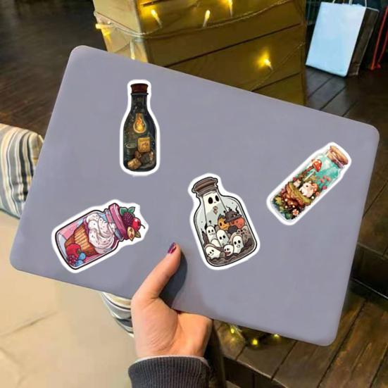 50 шт., наклейки на стеклянные бутылки с героями мультфильмов, различные милые наклейки «Мир в бутылке», граффити, декоративные виниловые художественные наклейки, водонепроницаемые наклейки для скейтборда, багажа