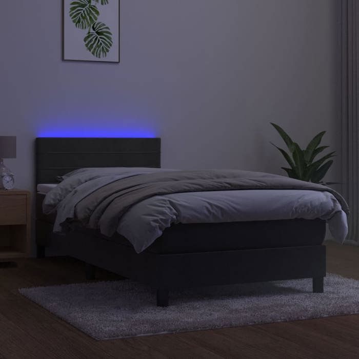 Maison Exclusive - Sommier à lattes de lit et matelas et LED Gris foncé 90x200 cm