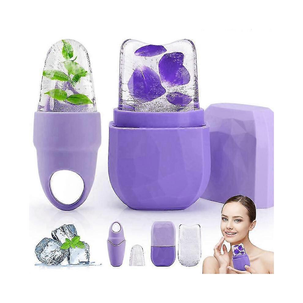 2 Pcs Ice Roller for Face And Eye, Silicone Ice Mold,facial Beauty Skin Care Tools (purple)