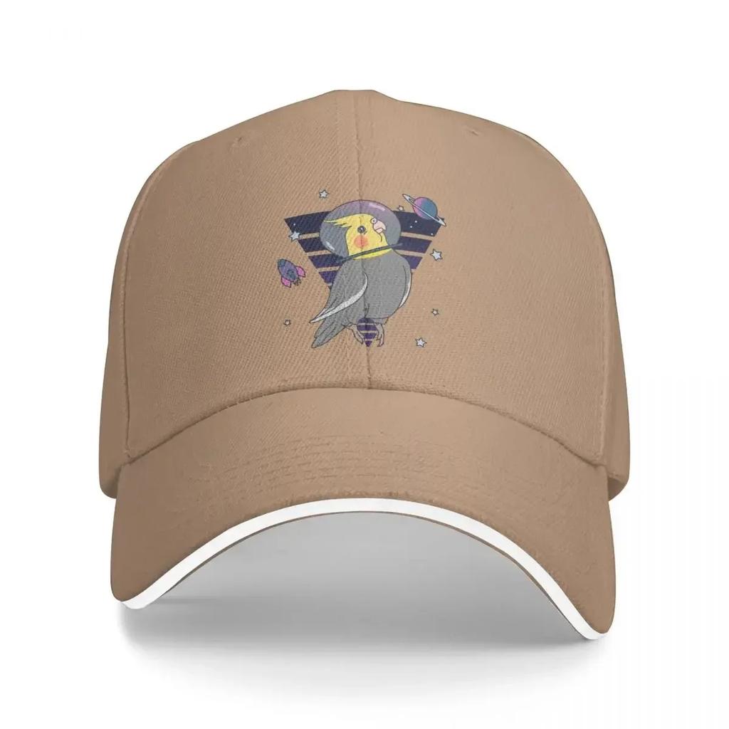 Space Bird Astronaut Animal Parrots Cockatiel Doodle Unisex Baseball Caps Peaked Cap Sun Shade Adjustable Windproof Hat