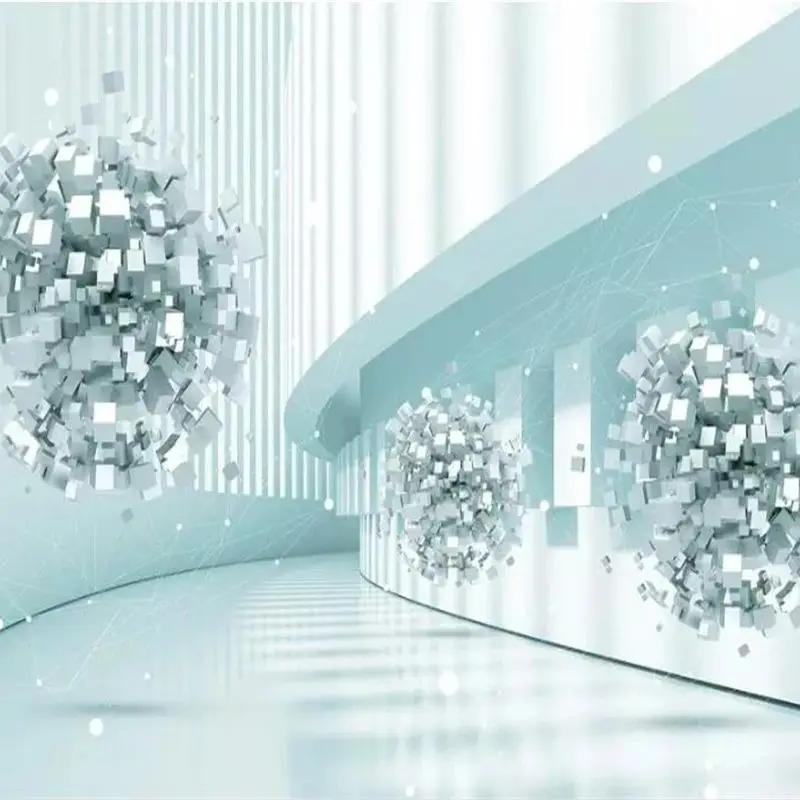 3D Solid Walls Mural Space Technology Sense Abstract Architecture Wallpaper TV Background Wall Paper