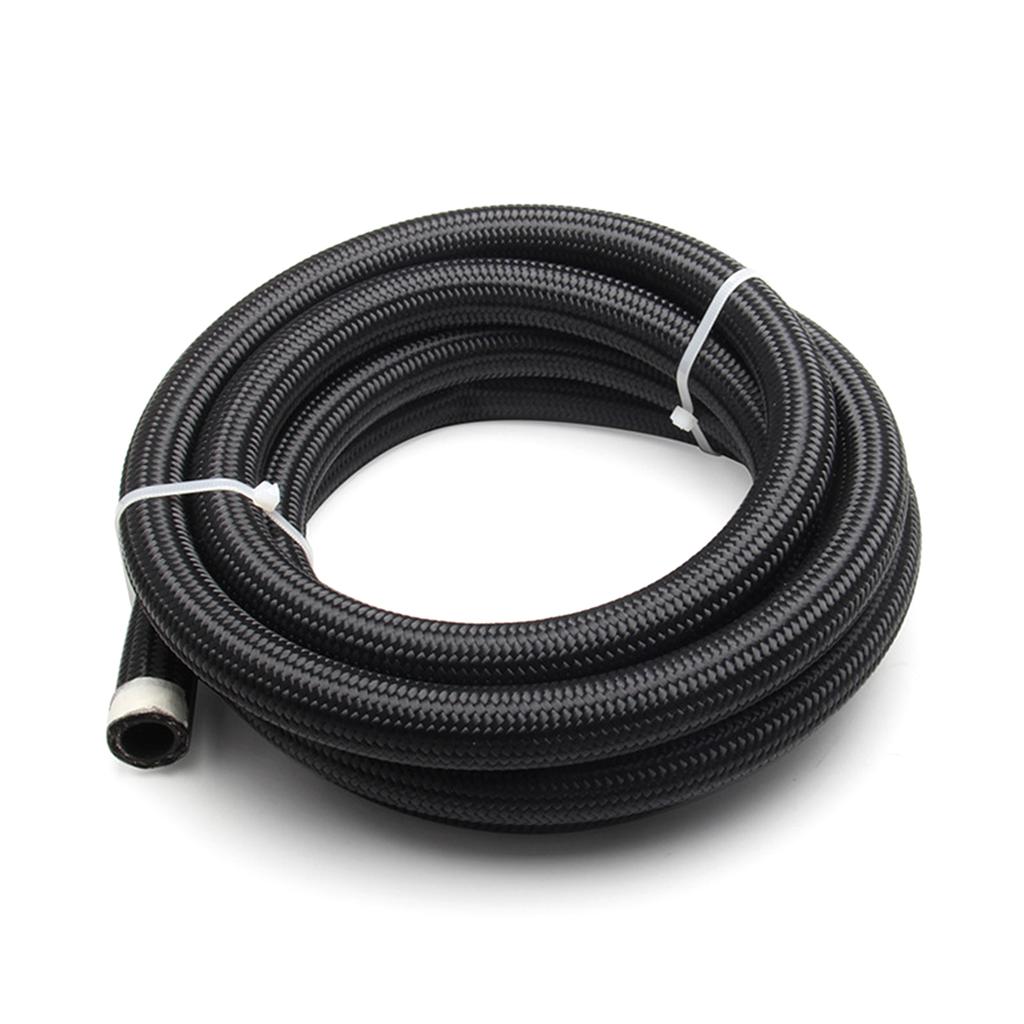 AN4 AN6 AN8 AN10 AN12 Fuel Line Hose,Nylon Braided Fuel Line Hose with Stainless Steel Mesh Reinforce Black