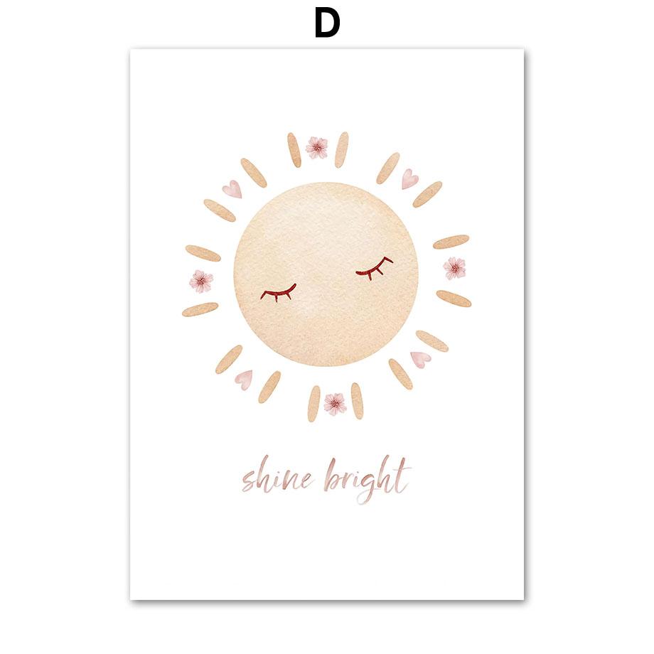 Декор для детской комнаты, постеры и принты, милый Единорог, Солнце, Луна, Радуга, любовь, детская настенная живопись, настенные картины, холст, живопись