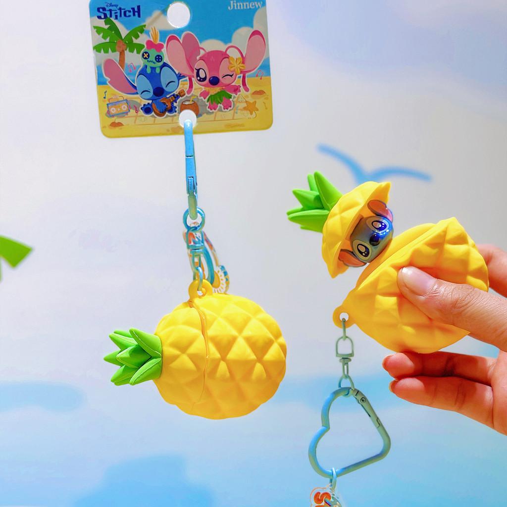 Stitch Summer Beach Collection Pineapple Silicone Keychain With Cute Character Design For Kids And Teens