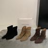 Осень и зима новая заостренная плиссированная многослойная женская обувь на плоской подошве иностранного британского стиля тонкие ботильоны короткие ботинки