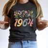 Винтажные женские футболки 1964 года Мода Харадзюку Дикие Цветы Годы День Рождения Юбилей Топы С Коротким Рукавом Футболка С Круглым Вырезом