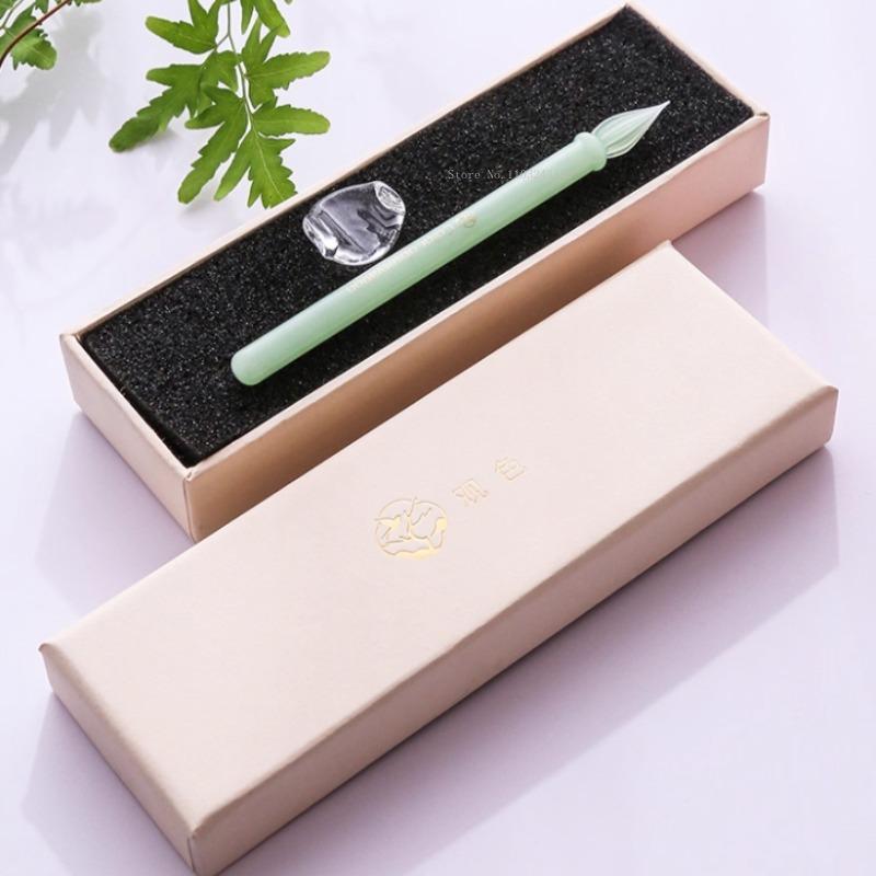 Mini Transparent Colored Glass Dip Pens Gift Box Set Colored Ink Hand Notebook Painting Sketch Line Drawing Pen Writing Supplies
