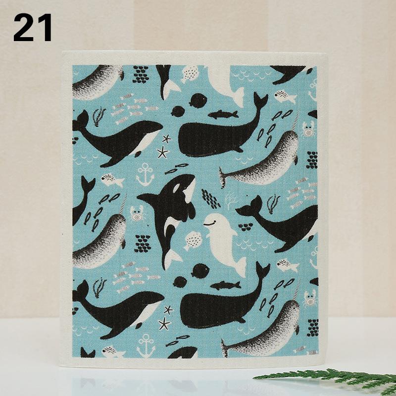 1 шт. многоразовая губка для мытья посуды кухонная напечатанная впитывающая тряпка для мытья посуды целлюлозные салфетки для уборки