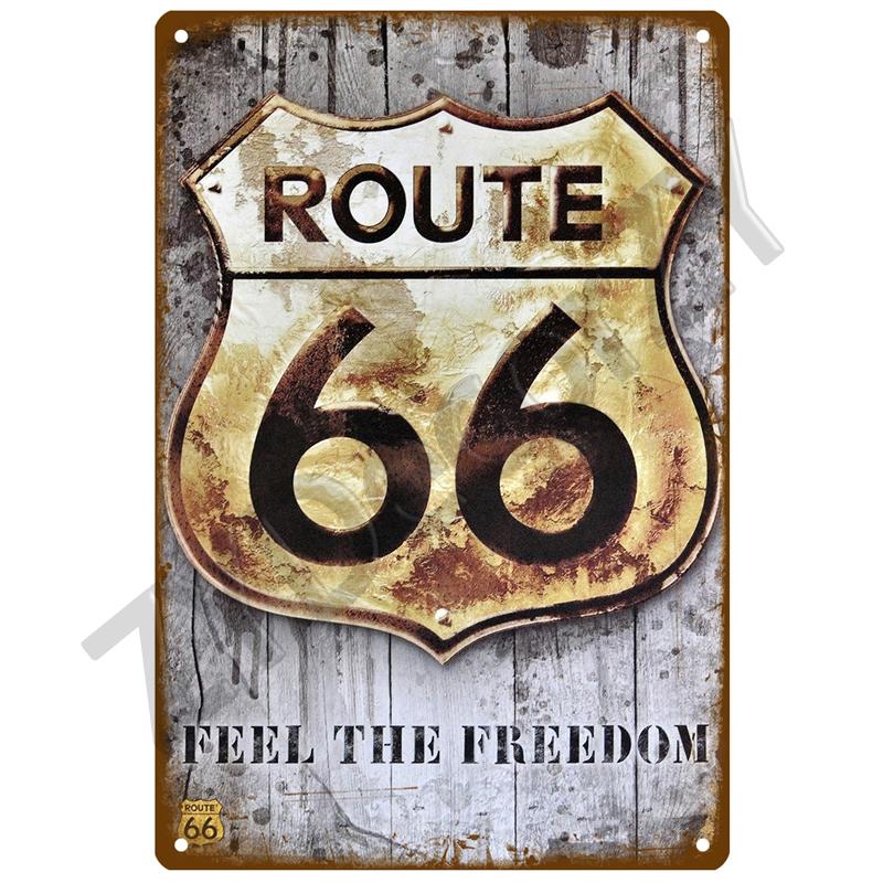 Металлическая табличка Route 66, металлический плакат, жестяная табличка, настенные плакаты, винтажный ретро-эстетический декор комнаты, настенное искусство, украшение