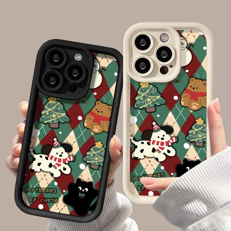 Рождественский чехол для iPhone 11 13 12 14 15 16 Pro Max XR XS Samsung A15 A55 A05 Redmi 12 13C OPPO A16 A18 A60 Reno 11 Vivo Y17S Y12 infinix note