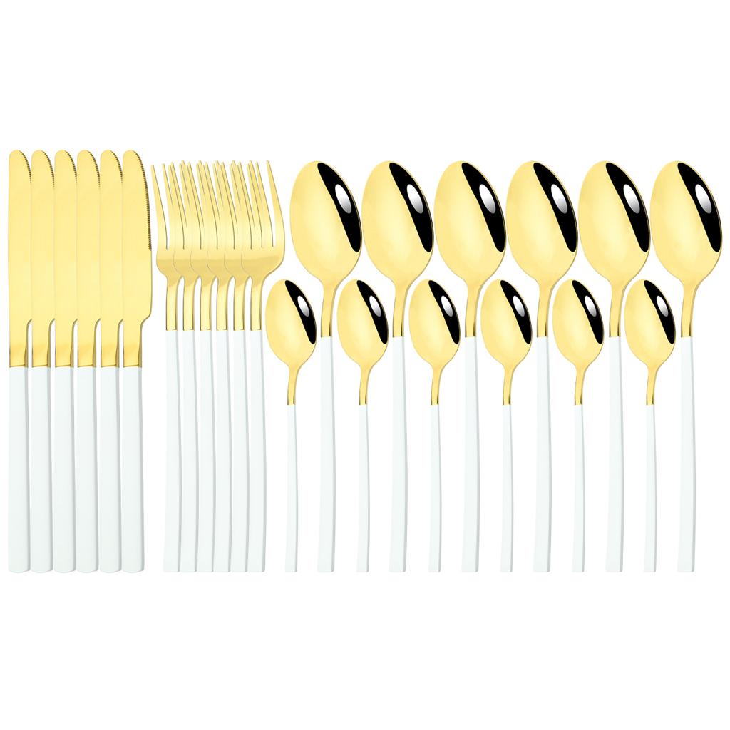 Набор столовых приборов из нержавеющей стали, 24 шт., ножи, вилка, ложка, ужин, посуда, вечерние кухонные столовые приборы, набор столового серебра