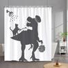Funny Cat Shower Curtain Cute Cool Kitty Riding Whale Cartoon Animal Ocean Wave Children Bathroom Curtain Waterproof With Hooks