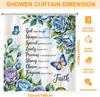 Bible Verse Inspirational Quote Shower Curtain,Blue Floral Christian Bathroom Shower Curtains Bathtub Home Decor Waterproof Fabr