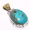 Натуральная тибетская бирюза 925 пробы цельное стерлинговое серебро двухцветная подвеска 1,26" t6m84