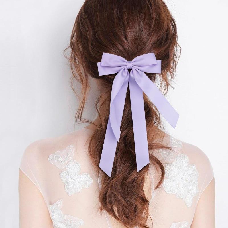 Fabric Ribbon Bow Hairpin For Women Girls Hair Clips Solid Color Bow Hair Accessories