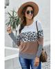 Leopard Splicing Colorblock Long Sleeve Top