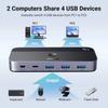 Ugreen Cm662 Переключатель USB 3.0 2 входа 4 выхода + 2 кабеля USB-A - Черный