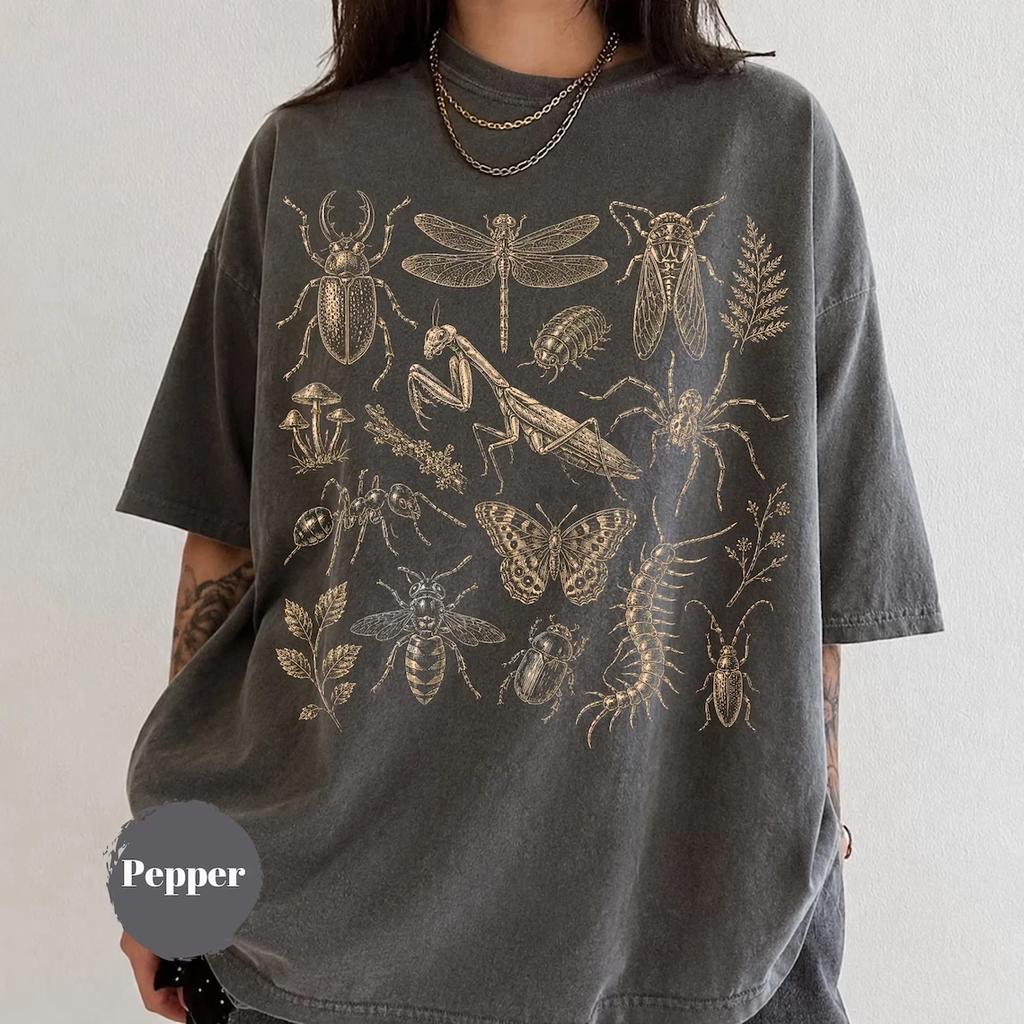 Vintage Bug Shirt Tattoo Style Insect Graphic Tee Nature Lover Gift