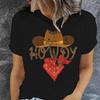 Retro Howdy Cowgirl Print T-shirts For Women Summer Short Sleeve Crew Neck T-shirt Vintage Graphic Tops Tie Dye T-shirts