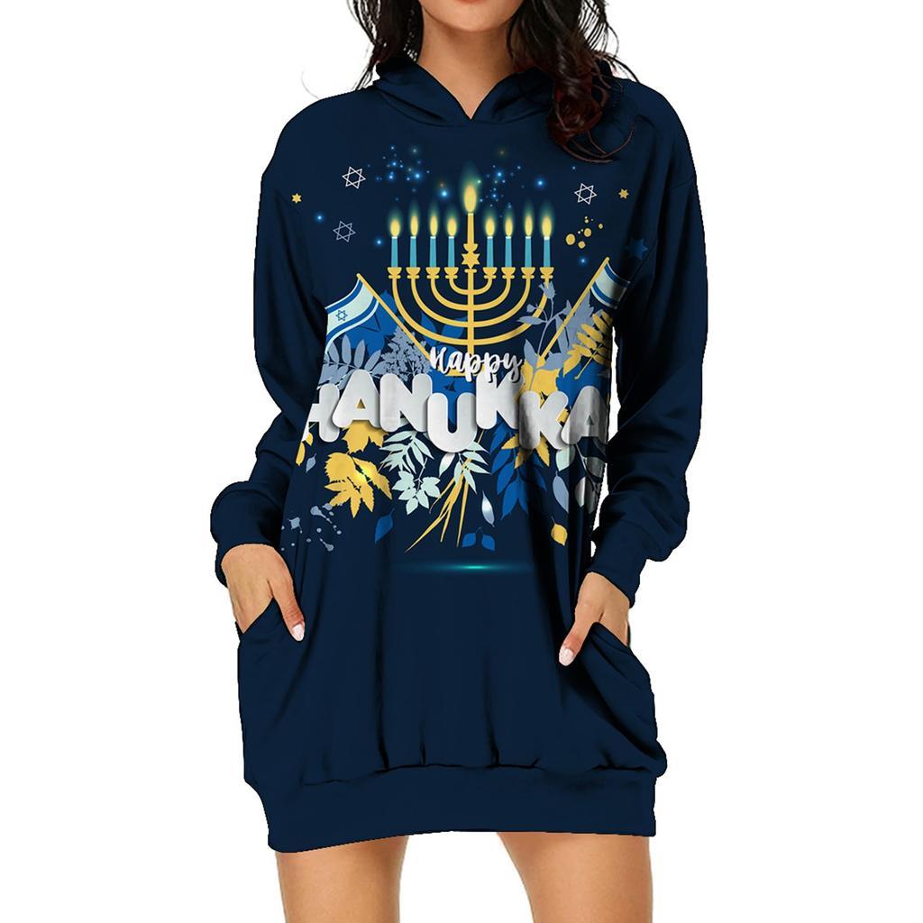 (радость выбирать)Женский повседневный пуловер с принтом, толстовка с длинным рукавом, платье с капюшоном и карманом