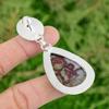 Sterling Silver Crazy Lace Agate Stone White Topaz Trendy Mermaid Bezel Pendant