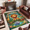 Leopard Theme Crystal Velvet Floor Rug Personalized Custom Name Text Warm Carpet Home Decoration