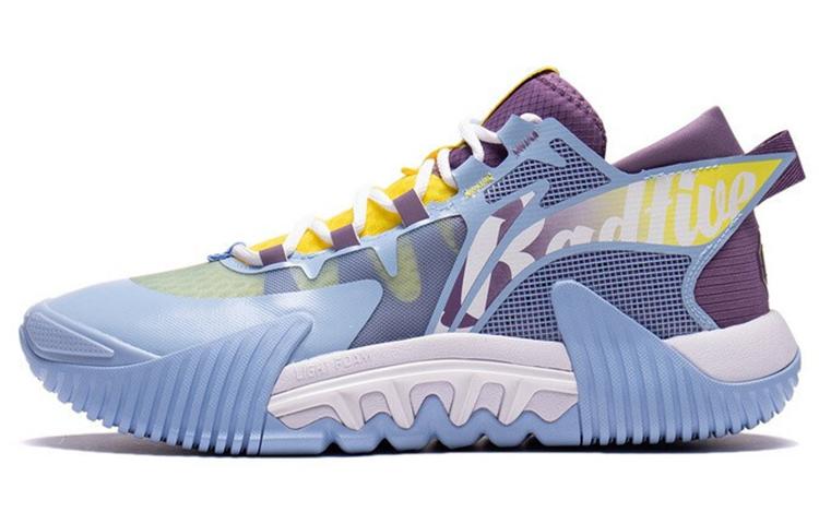 Li Ning Badfive 2 Низкоупругая Амортизация Скользкая Устойчивость к Истиранию Низкие Баскетбольные Кроссовки Мужские Сине-Фиолетовые ABFS003-2