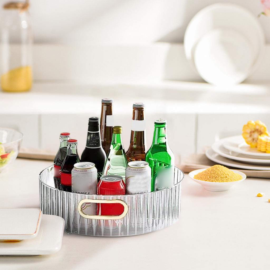 Transparent 360° Rotating Storage Tray Round Fruit Plate Desktop Small Items Jewelry Display Plate Turntable Organizer