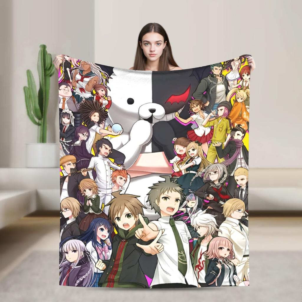 Danganronpa Game Anime Blankets Monokuma Nagito Flannel Novelty Warm Throw Blankets for Bedspread All Season Couch