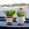 Positive Crochet Ball Cactus with Encouraging Card Emotional Support Handmade Knitting Potted Succulent Doll Toy