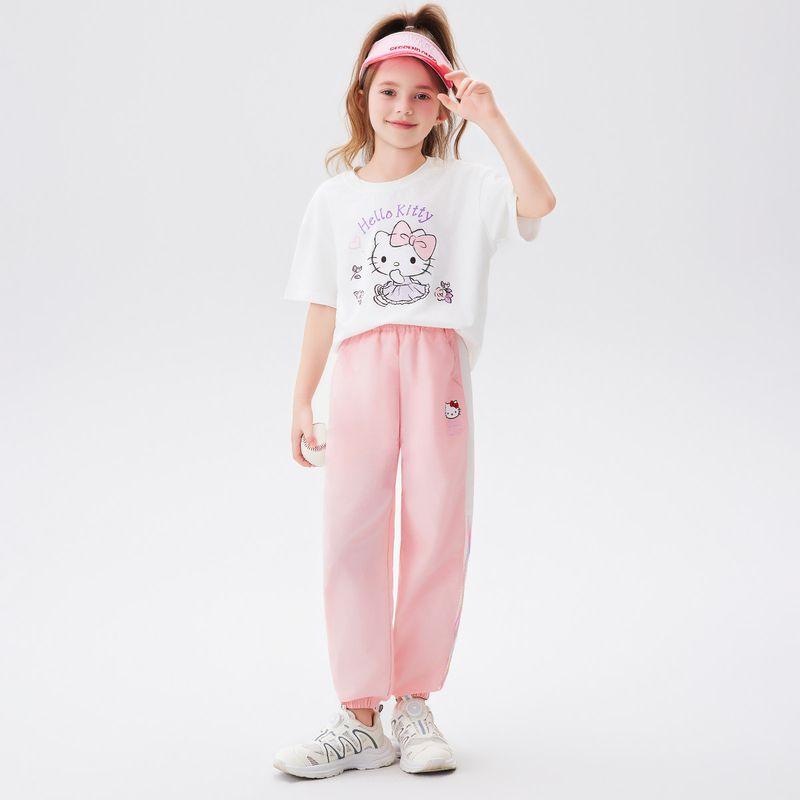 Летние брюки от комаров для девочек Hello Kitty, новинка лета 2024, легкие, свободные, повседневные, детские летние длинные брюки