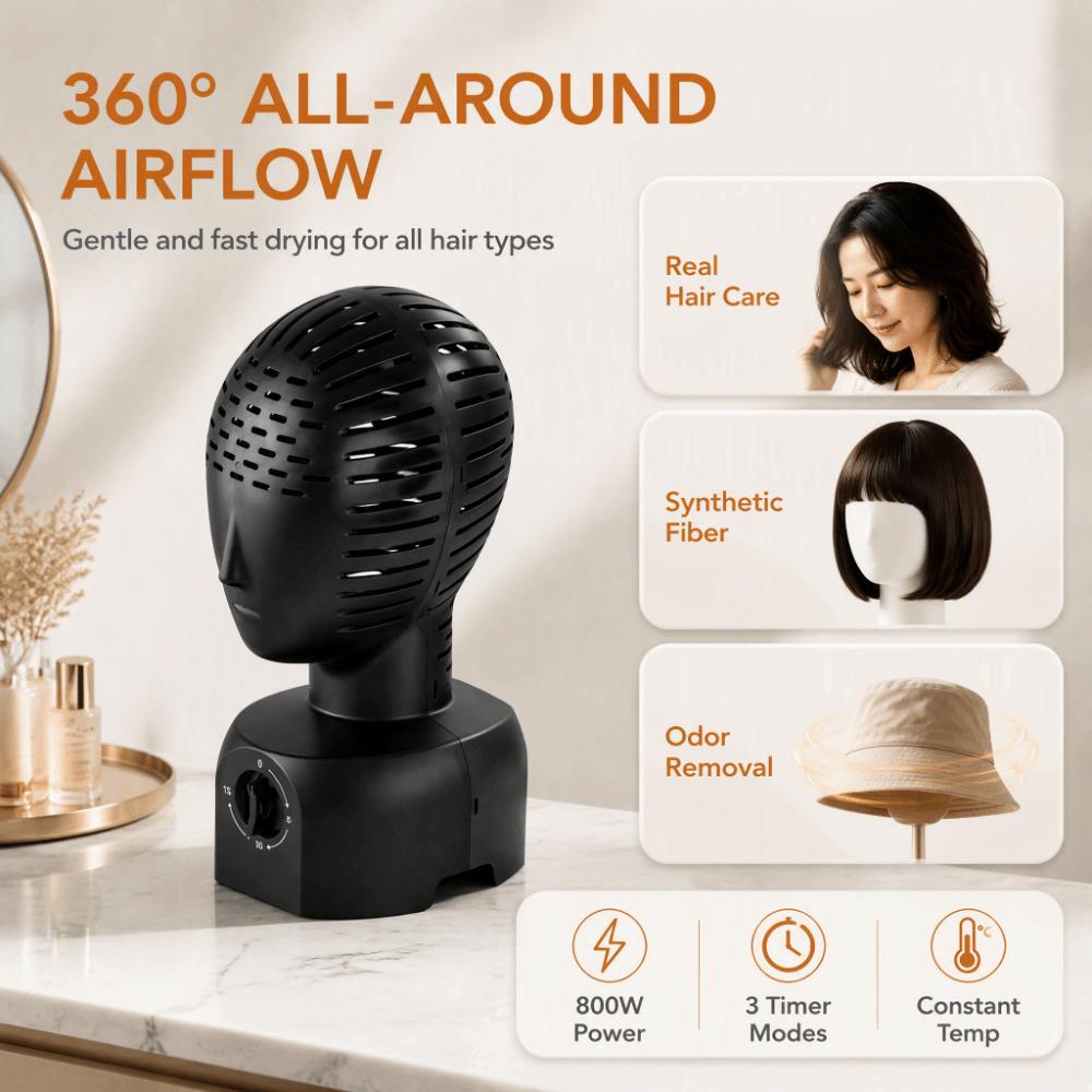 Quick Setting Shaping Hair Dryer Integrated Molding Wig Head Stand Holder For Natural Fluffy Wigs