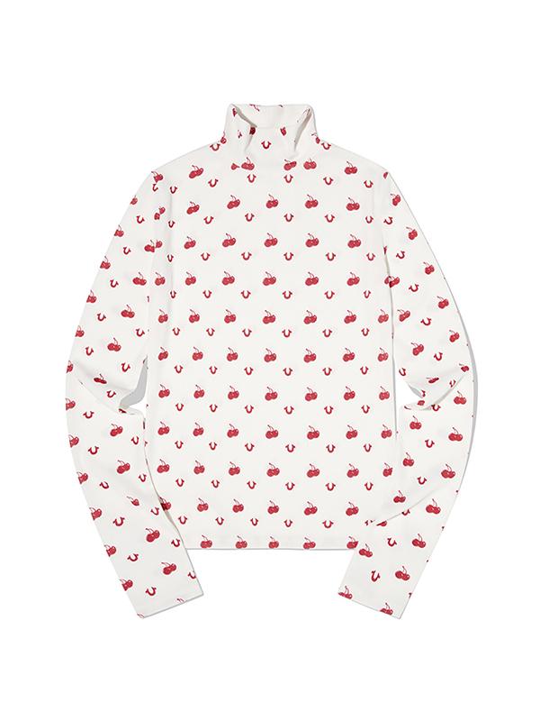 KIRSH X True Religion Графичная облегающая футболка с высоким воротником [Белый]